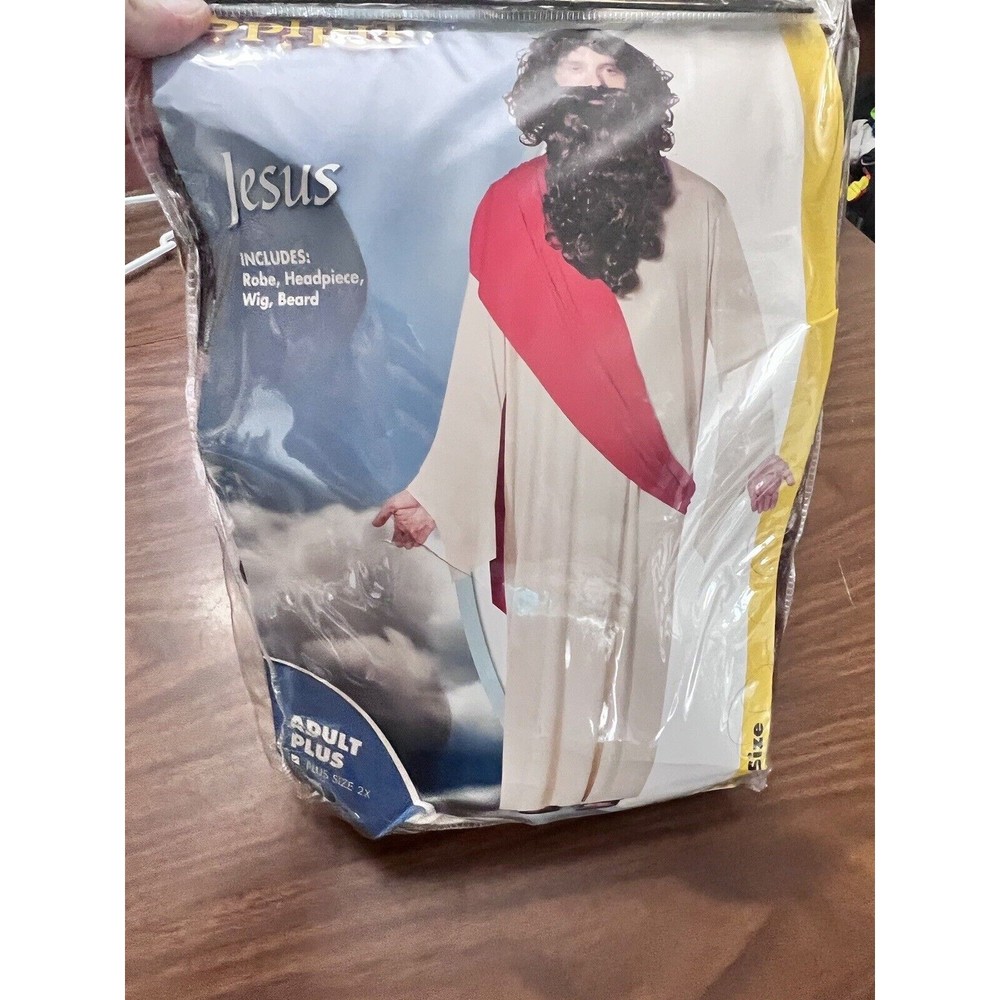 Spirit Halloween Jesus Costume Wig Beard Size Adult Plus Cosplay Original Bag